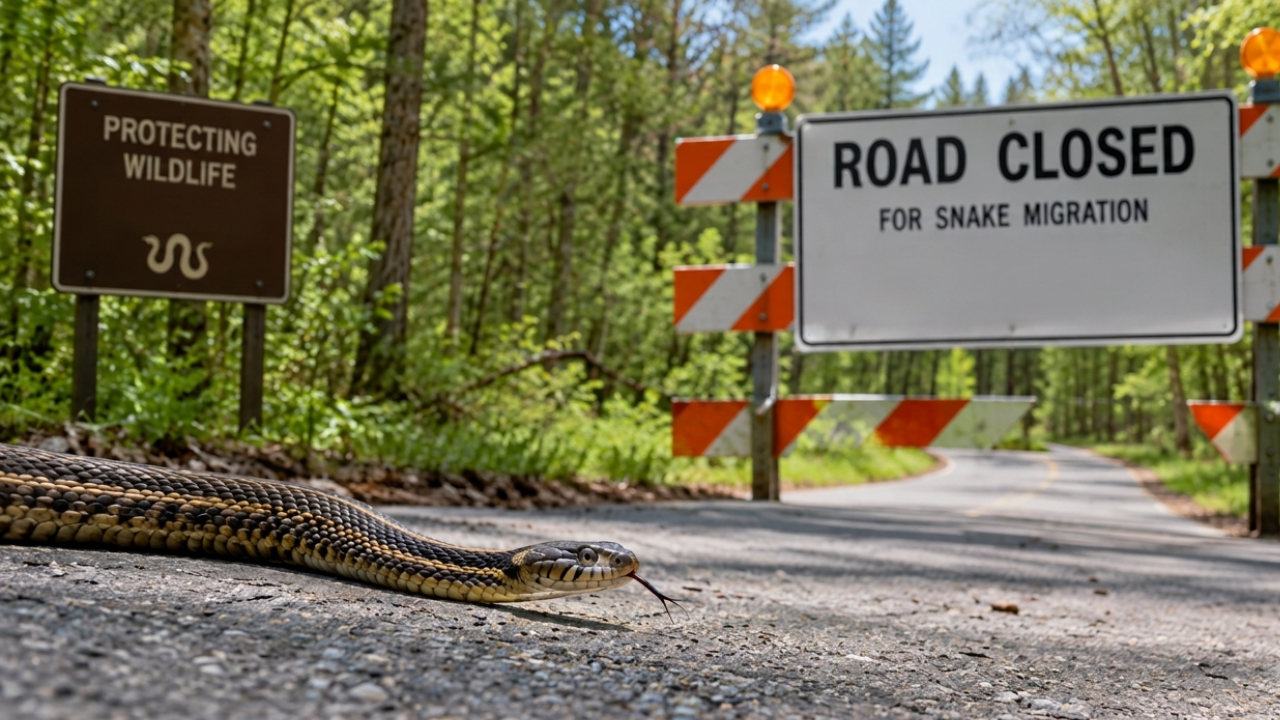 US state closes forest road to protect migrating snakes twice yearly