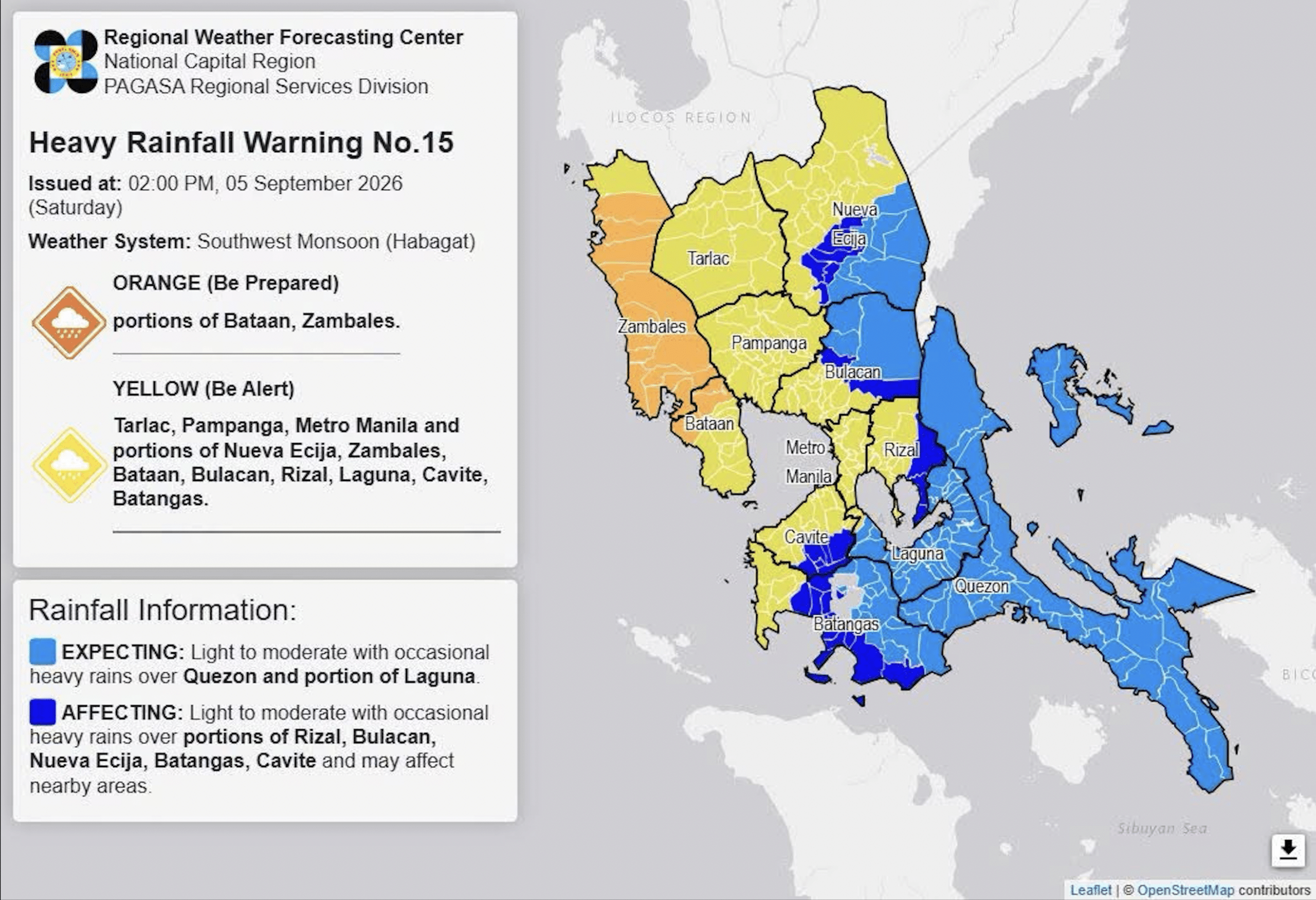 Southwest monsoon set to drench Luzon with heavy rainfall Saturday