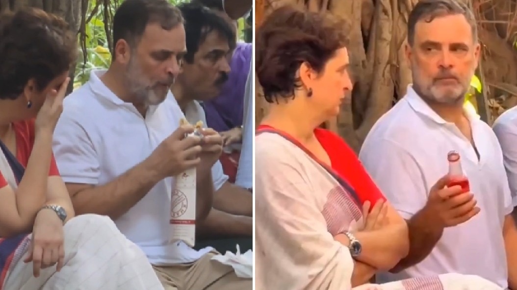 प्रदर्शन के दौरान राहुल-प्रियंका ने लिया भोजन विराम, वीडियो वायरल