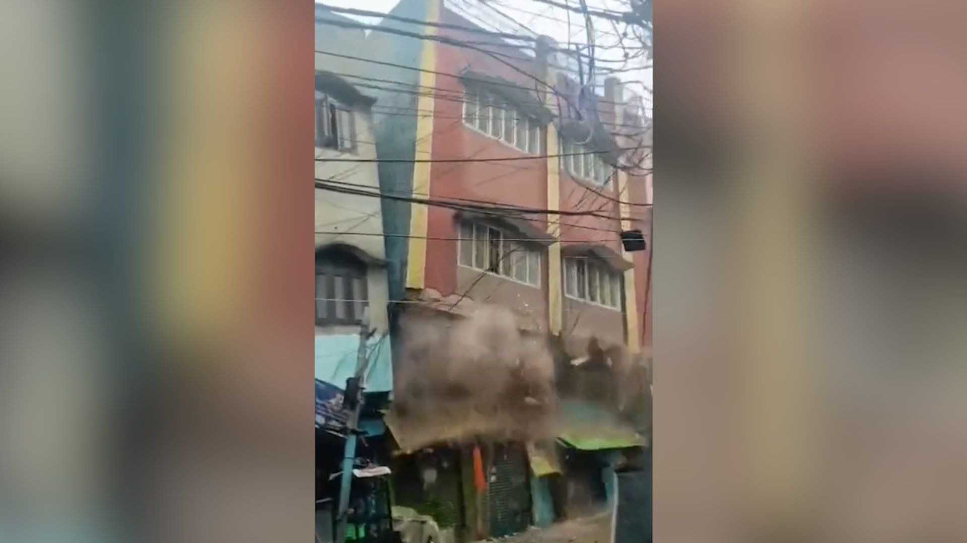 Building collapse in northern India damages power infrastructure after downpour