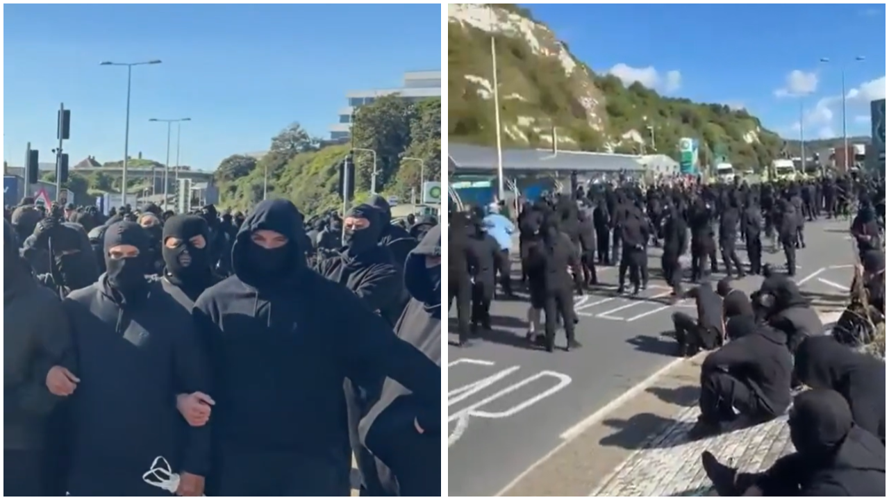 Masked protesters block Dover port in anti-immigration demonstration