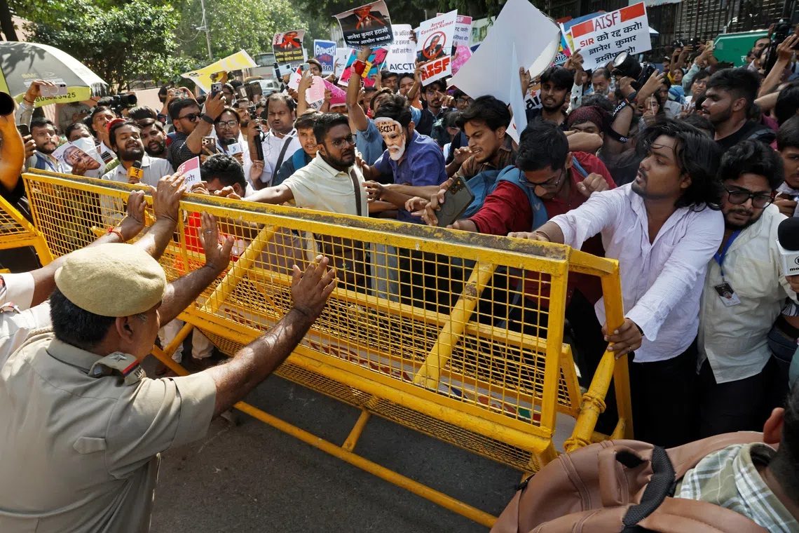 Indian police detain protesters opposing electoral roll revisions