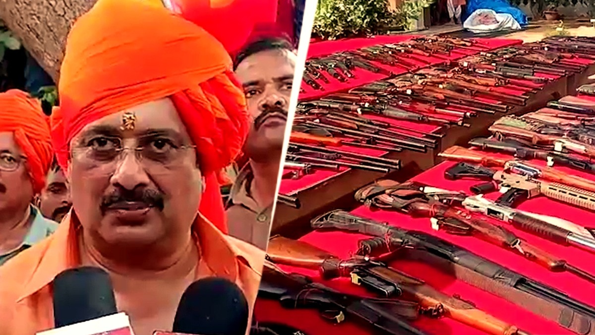 Uttar Pradesh politician displays over 500 weapons in ritual ceremony