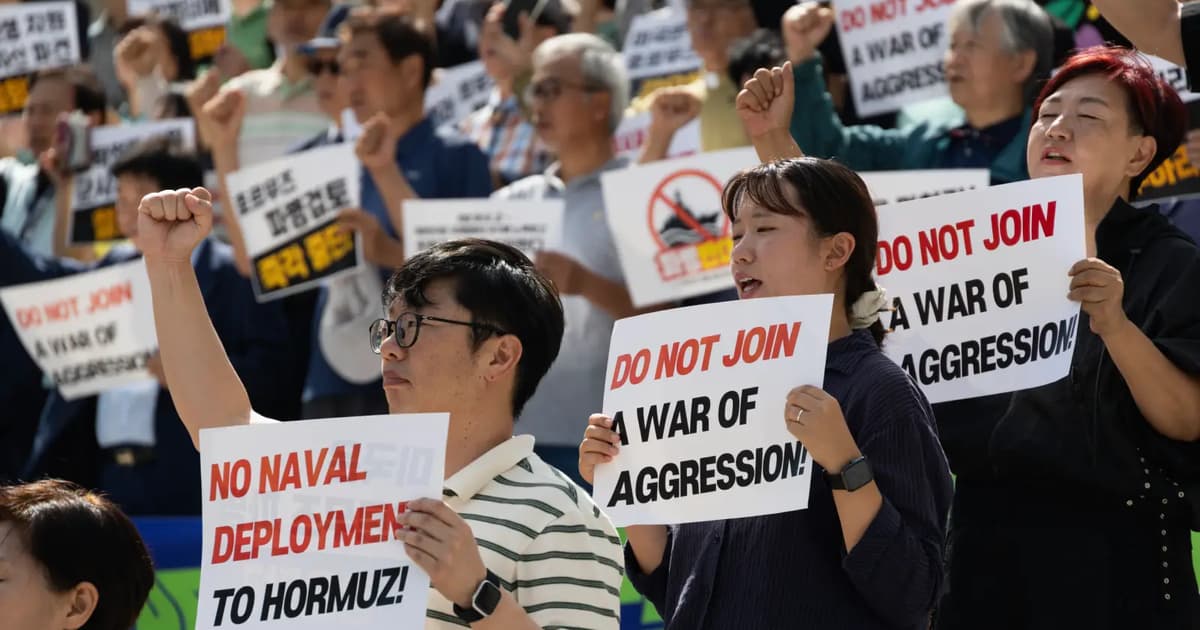 South Korean protesters push back against US pressure on Iran tensions