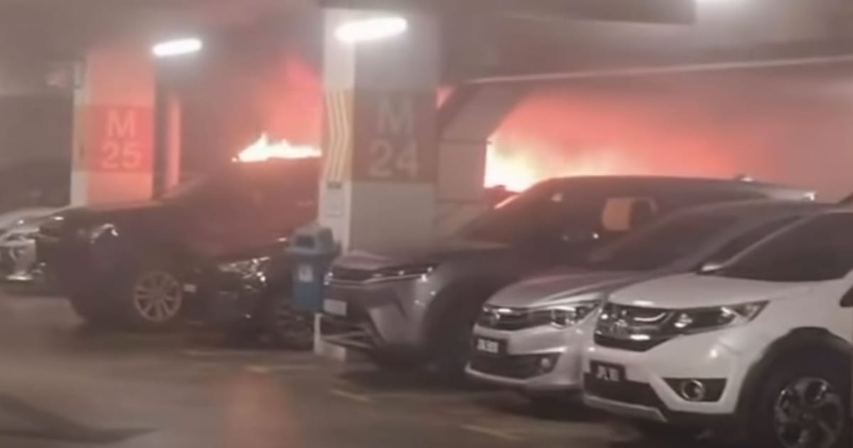 Four-wheel drive vehicle suspected cause of mall car park fire