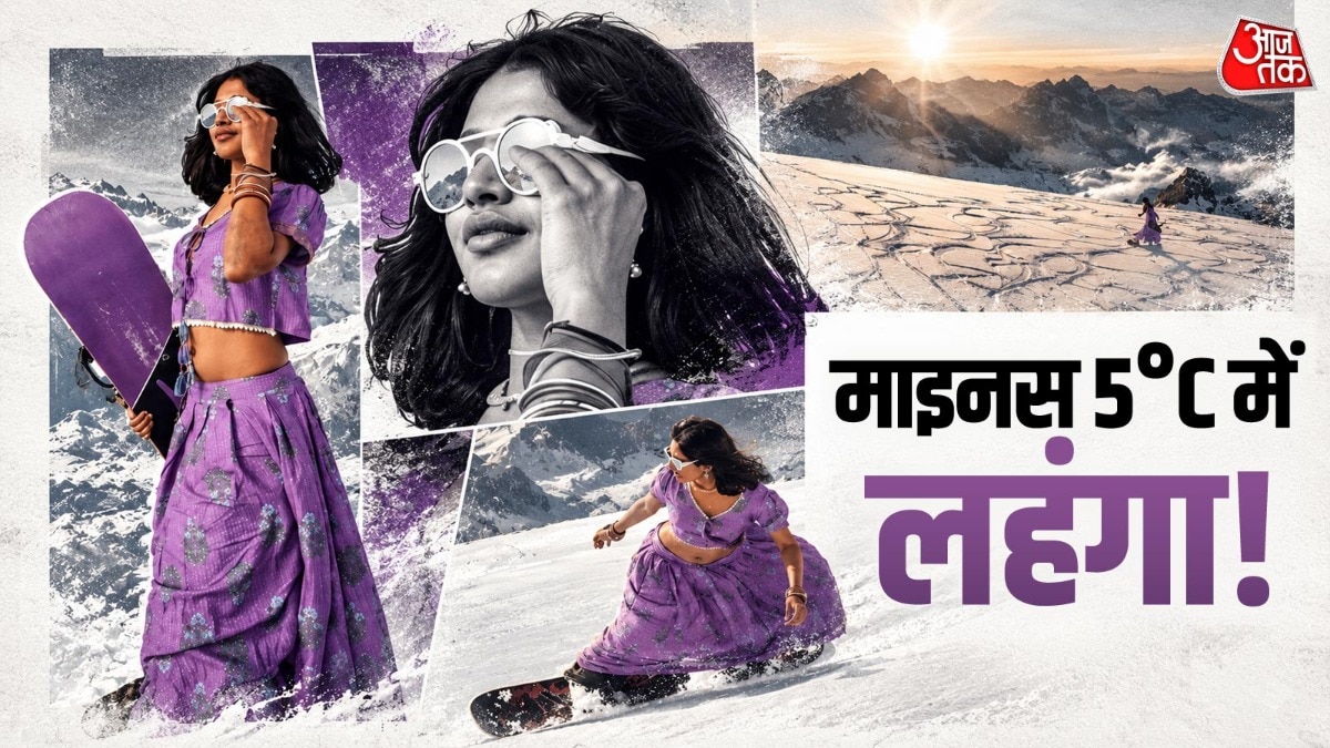 Mumbai snowboarder goes viral performing in traditional lehenga on Swiss slopes
