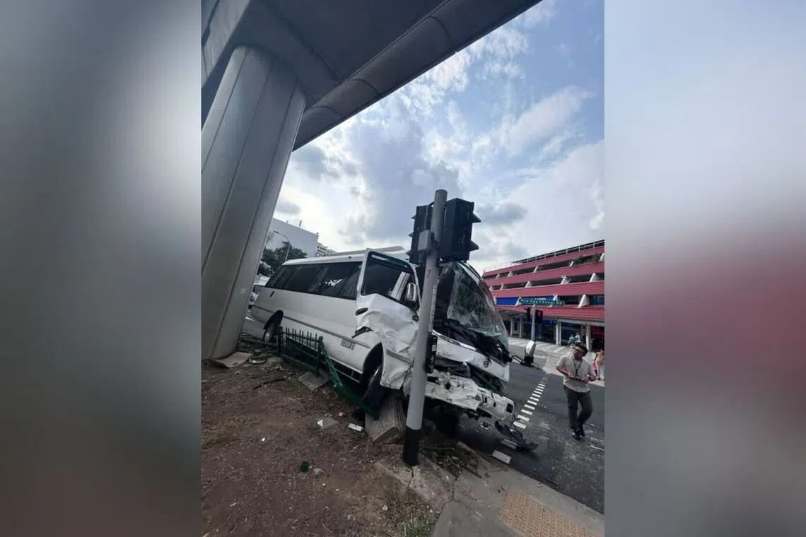 Minibus driver freed from wreckage following Bedok collision