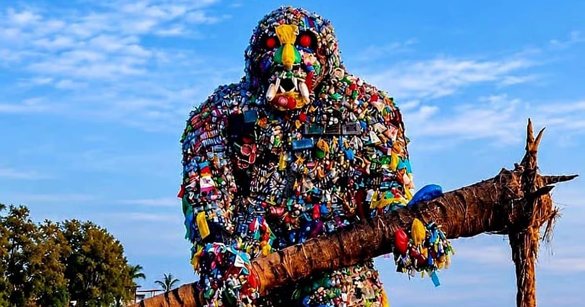 Colossal plastic sculpture raises environmental awareness on Cox's Bazar shore