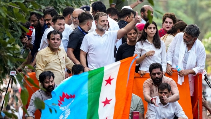 Rahul Gandhi hosts INDIA bloc lawmakers, activists after democracy march