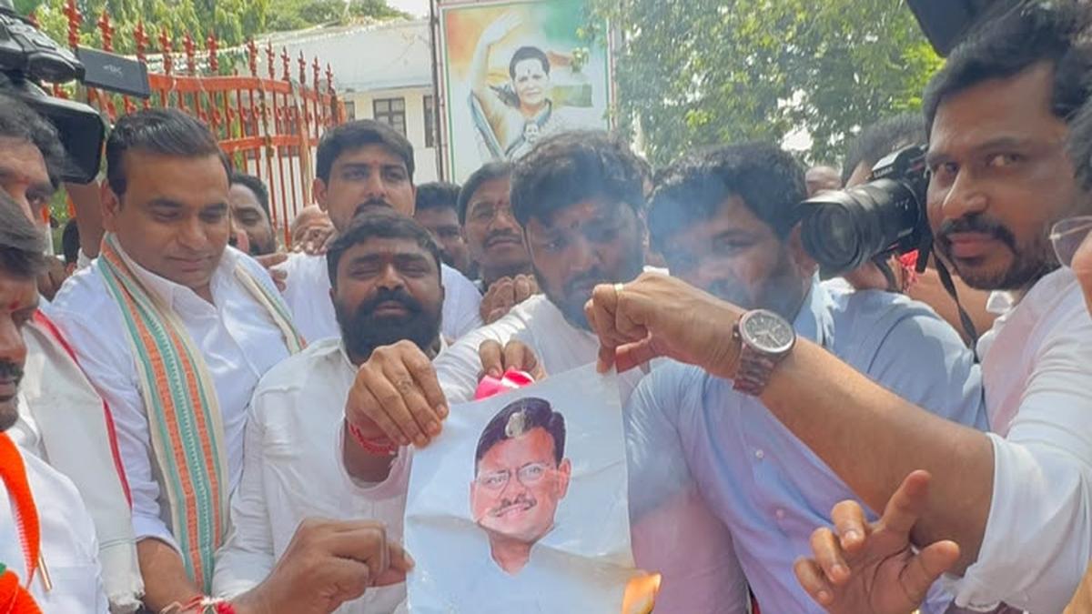 Congress protests against BRS MLC, seeks removal from Telangana Council