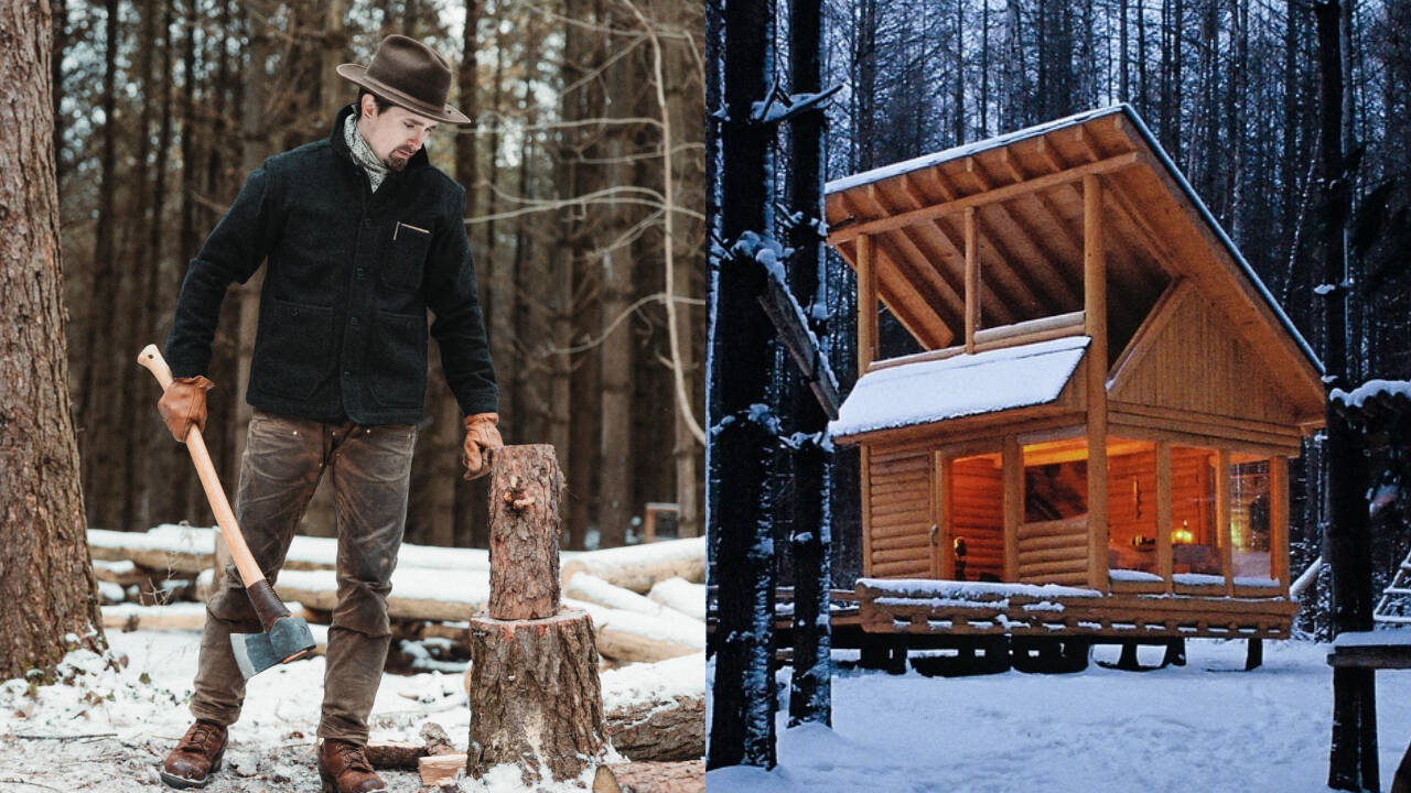 Canadian craftsman constructs remote cabin using hand-harvested timber