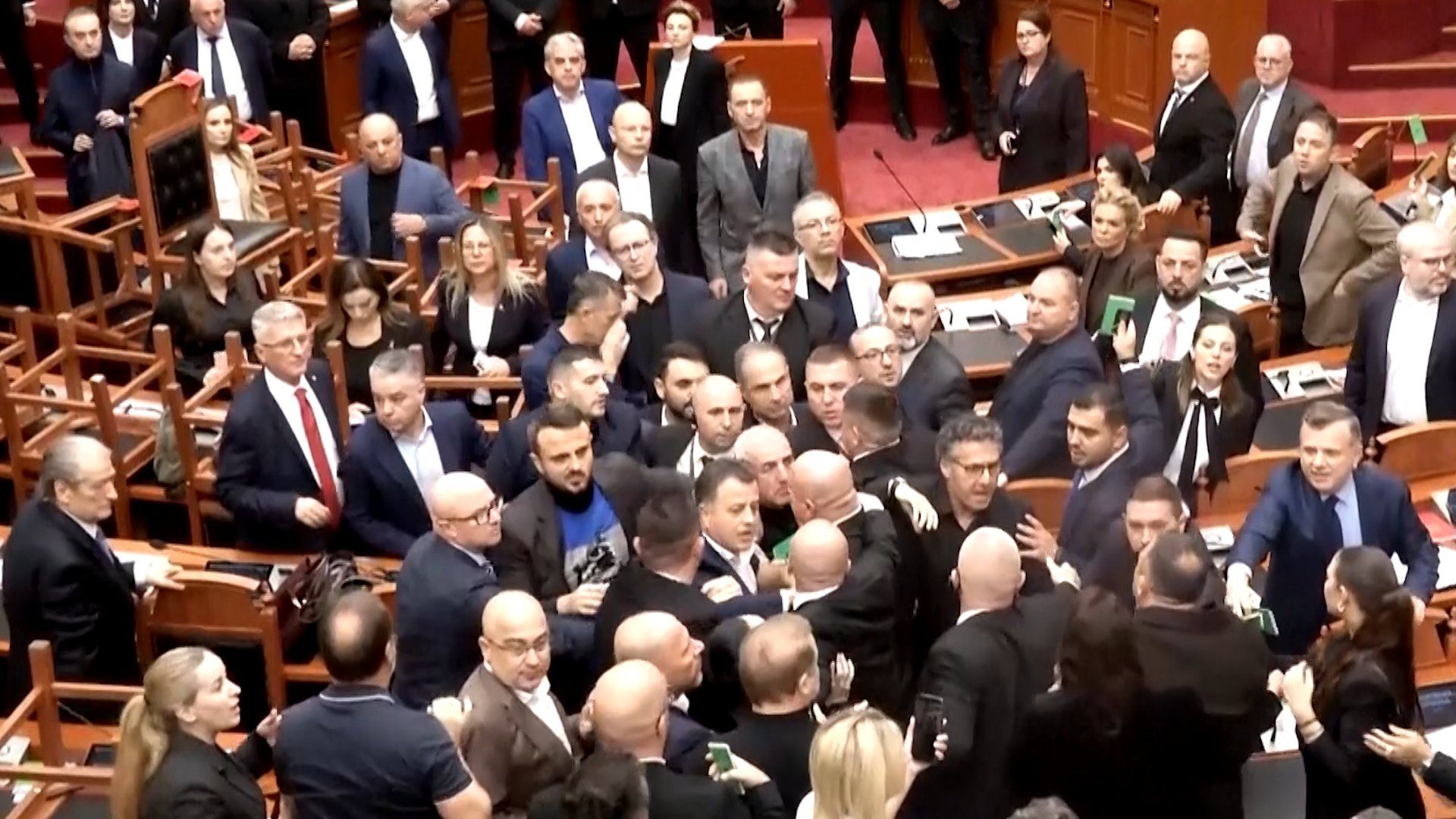 Albanian Parliament Descends Into Chaos as Protests Rage Outside