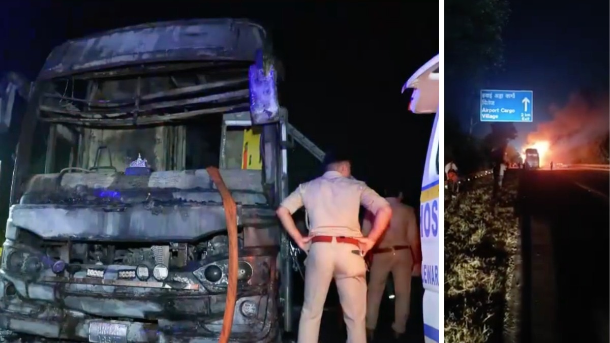 यमुना एक्सप्रेसवे पर चलती बस में आग, यात्रियों ने कूदकर बचाई जान