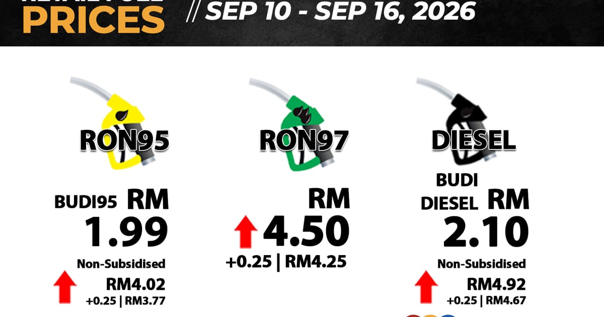 Harga RON97, RON95 tanpa subsidi dan diesel naik 25 sen