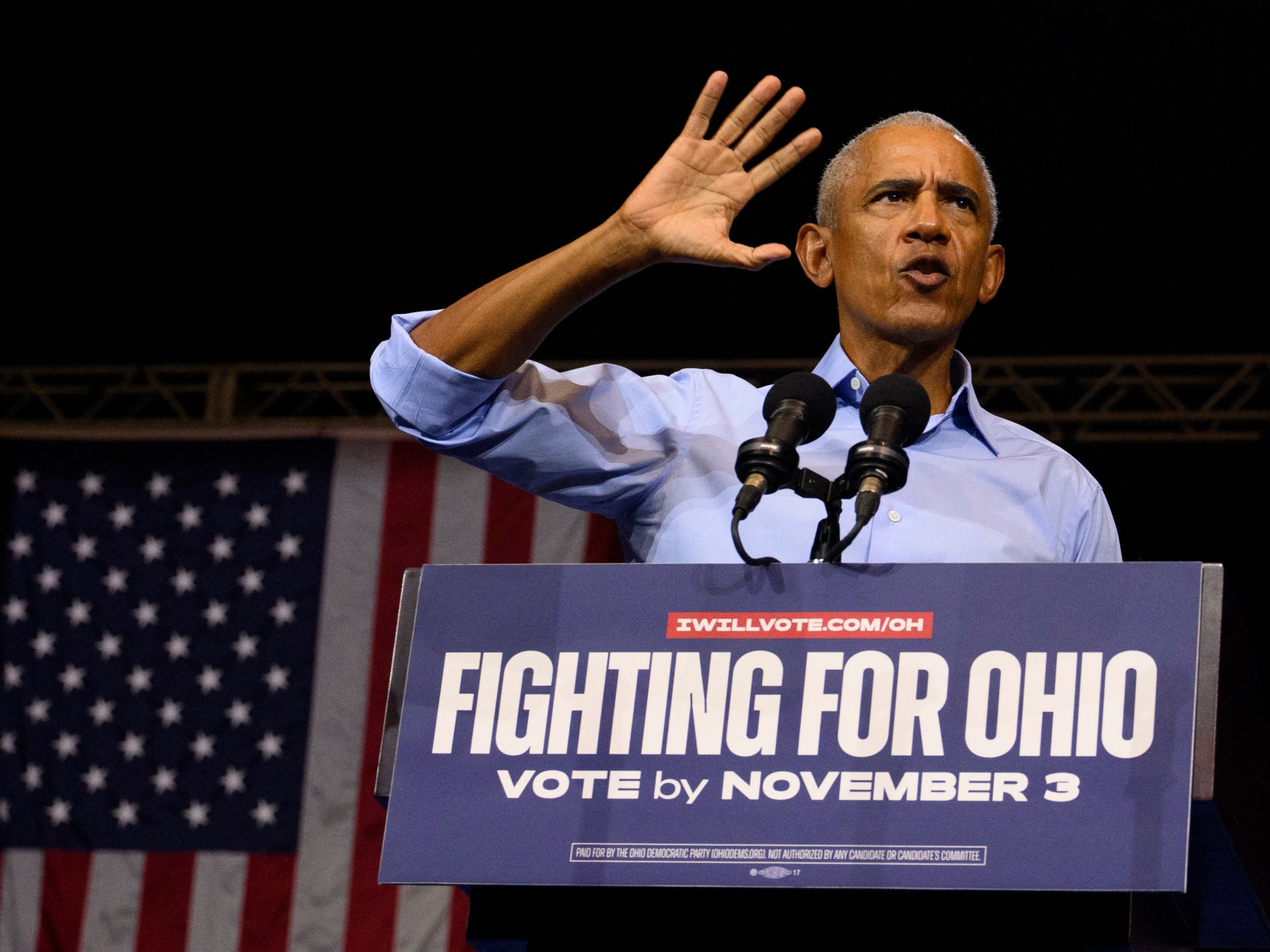 Obama attacks Trump's record of 'cruelty and corruption' at Ohio campaign event