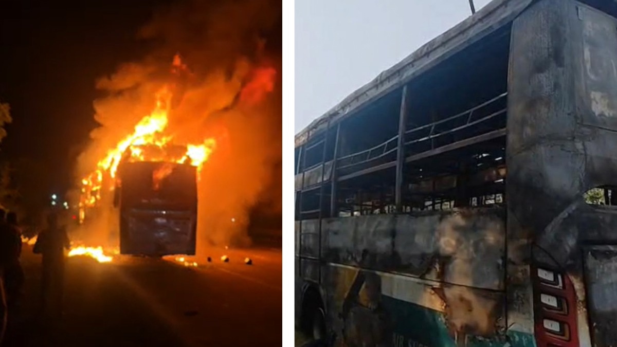 Nine killed as sleeper bus catches fire on Delhi-bound expressway