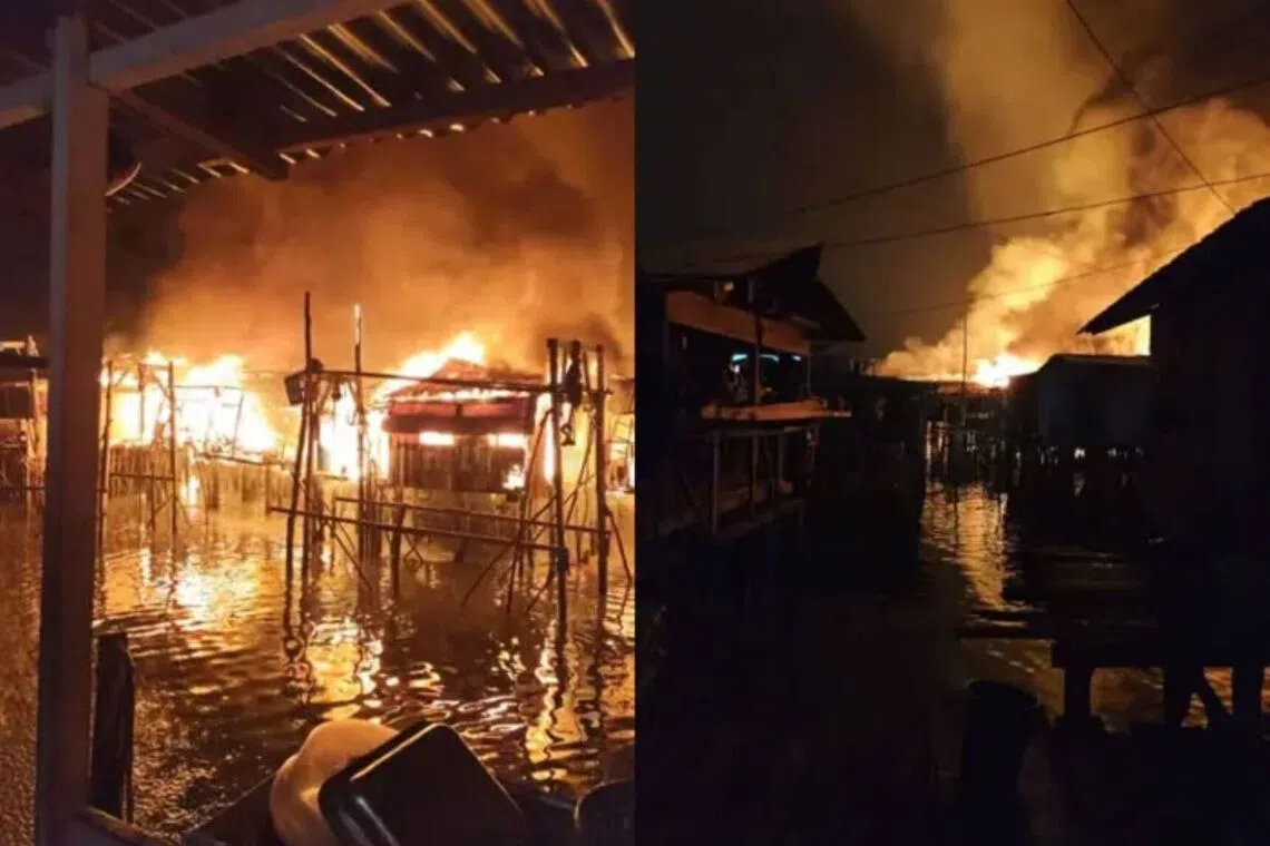 Three children die as fire razes water village settlement in Sabah
