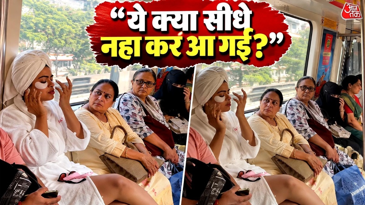 Woman in Bathrobe and Under-Eye Patches Goes Viral on Metro