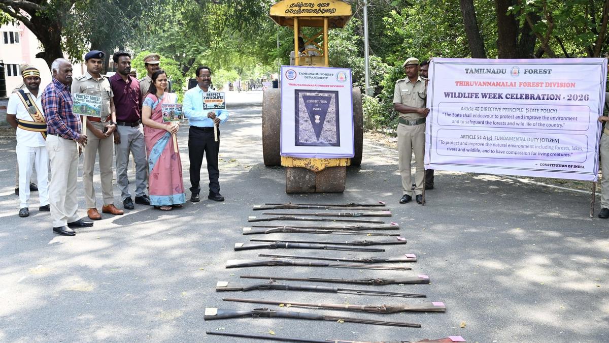 तिरुवन्नमलै में वनविभाग ने 125 अवैध देशी बंदूकों को किया नष्ट