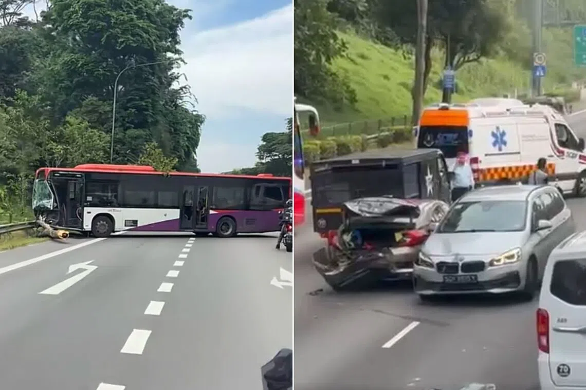 SBS Transit driver, two motorists hospitalised in multi-vehicle BKE accident