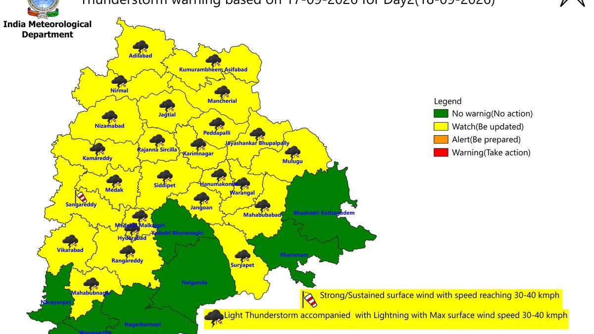 Telangana braces for severe thunderstorms across 25 districts