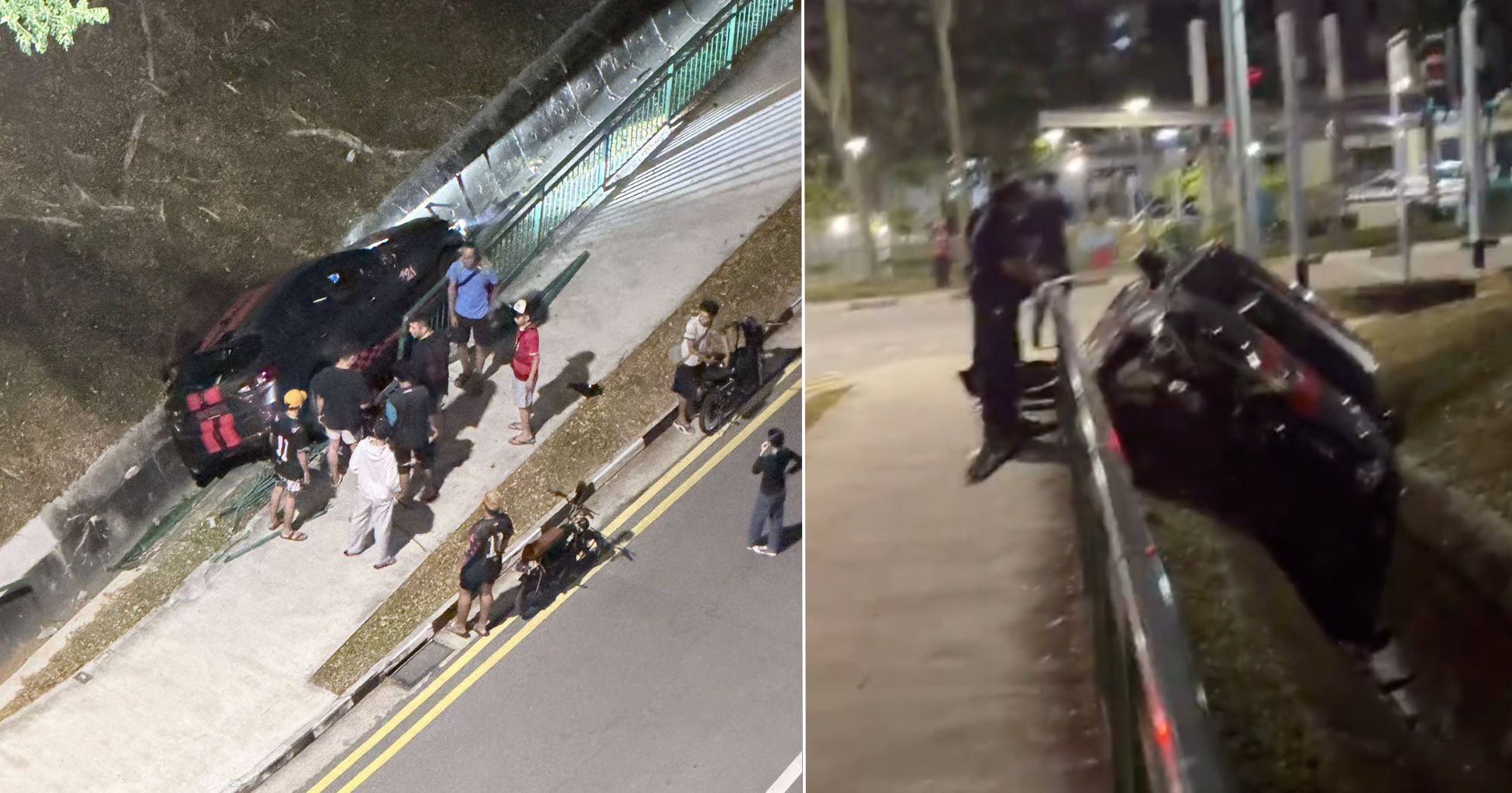Police hunt driver after vehicle crashes into drain at Marsiling