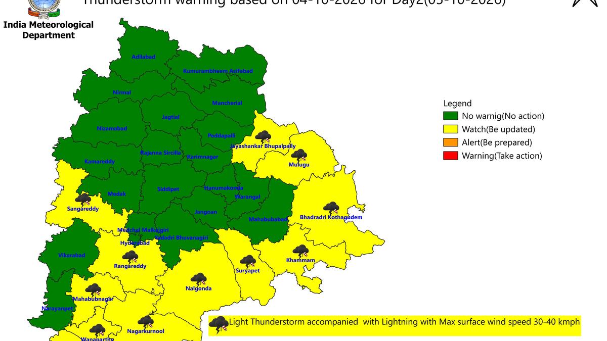 Telangana braces for thunderstorms across 13 districts on October 5