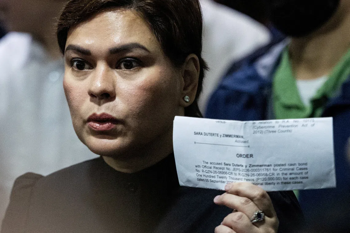Philippine Vice President Duterte posts bail after arrest warrant