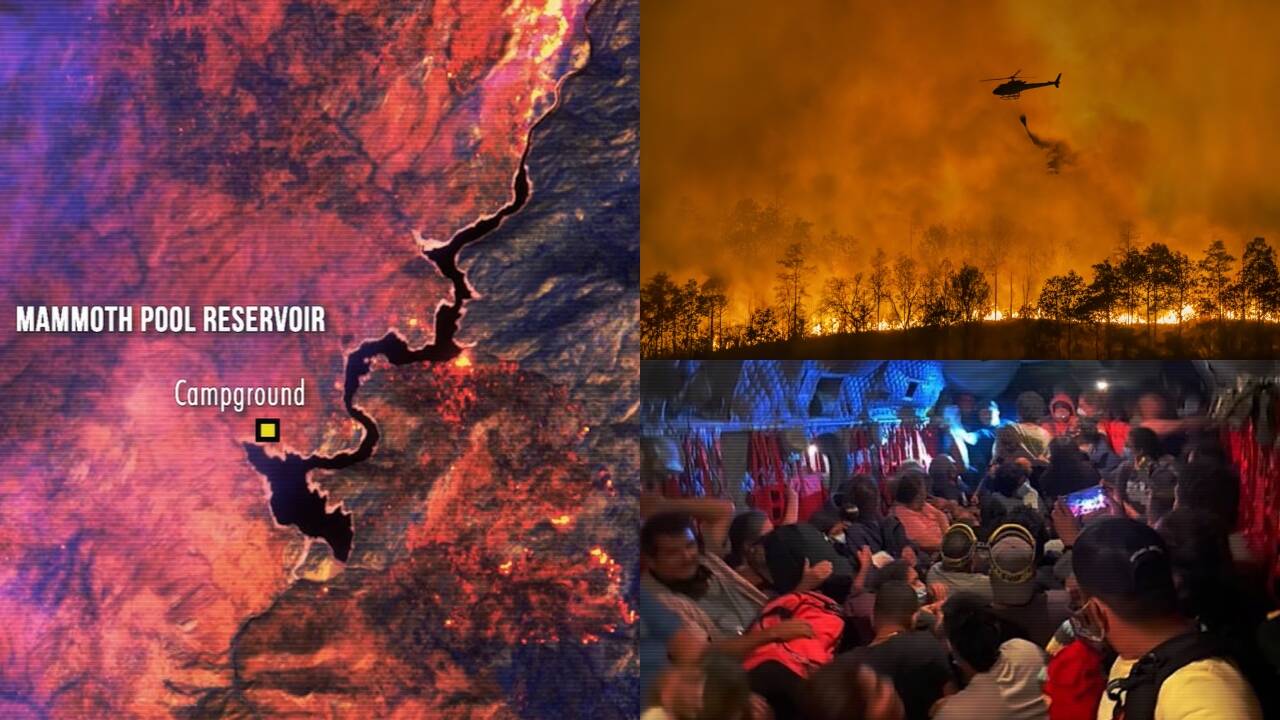 Night-vision rescue: Helicopter crews save 242 from raging wildfire