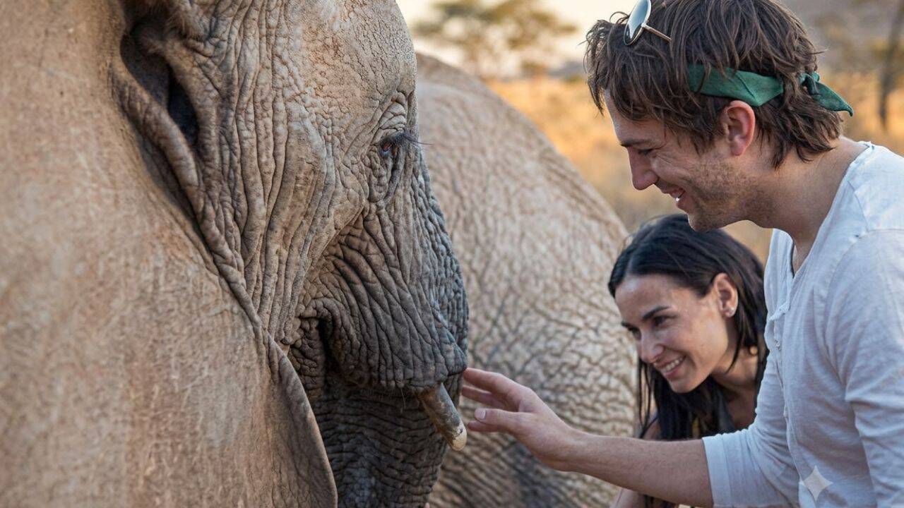 Hollywood stars visit Kenya's elephant orphanage sanctuary
