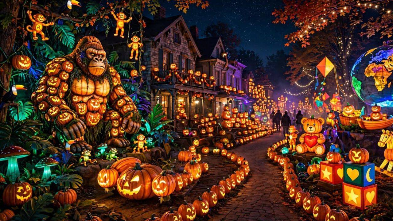 Canadian village illuminates Halloween season with glowing pumpkin spectacle