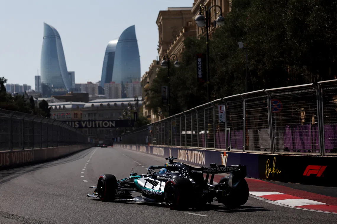 Russell leads Mercedes in Azerbaijan practice as Antonelli sidelined