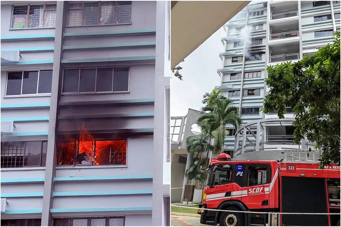 Fire in Ang Mo Kio flat hospitalizes three, forces evacuation of 20