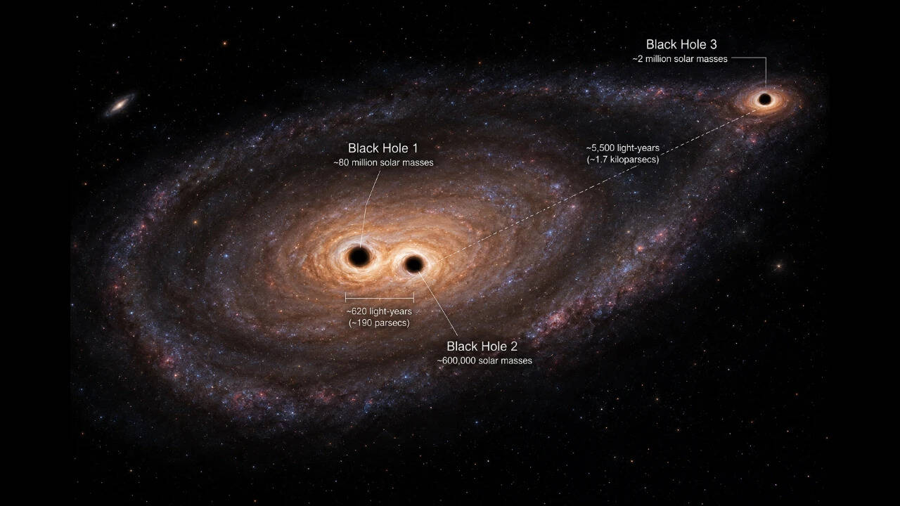 Webb Telescope Spots Three Supermassive Black Holes in Ancient Galaxy
