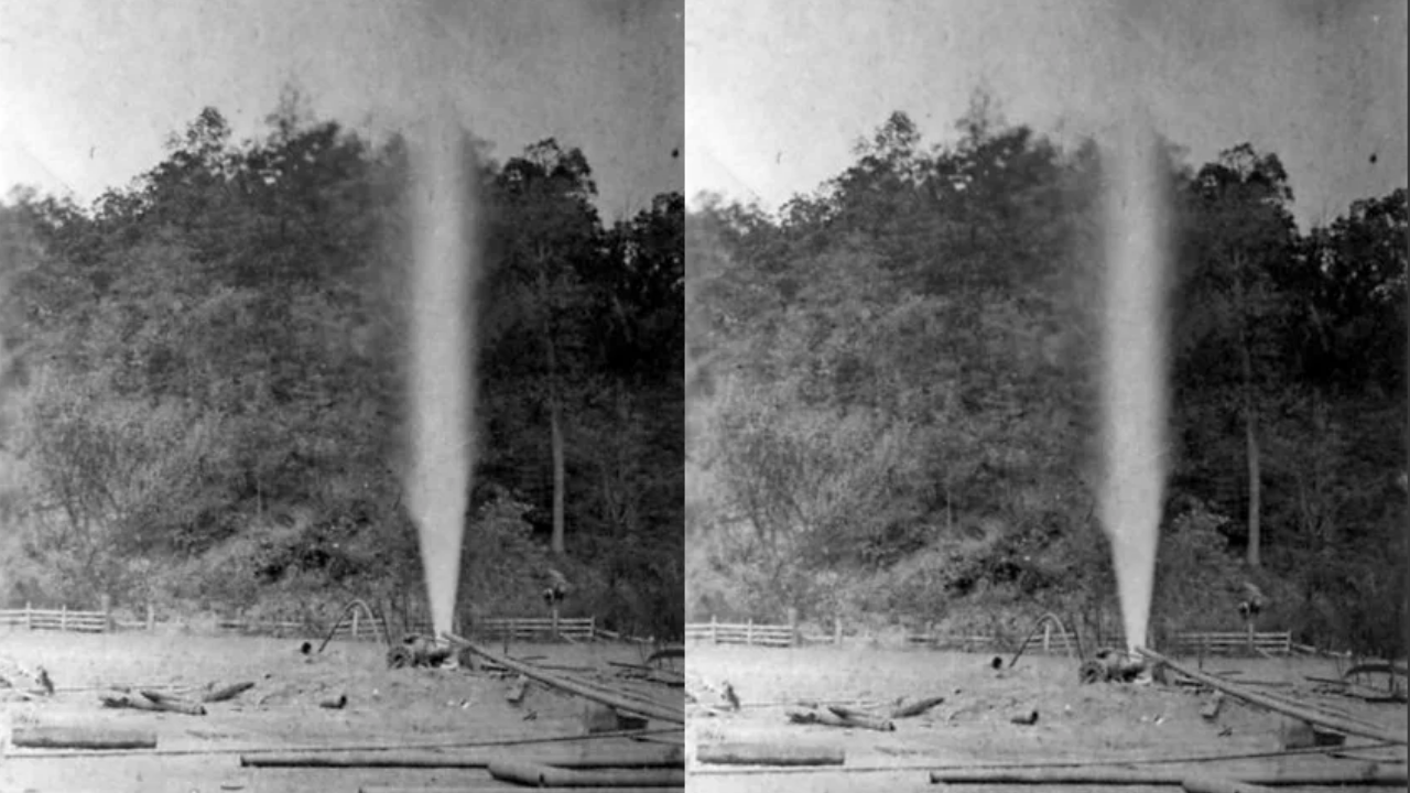 Lightning Strike Ignites Massive Gas Well Blaze in 1895 West Virginia