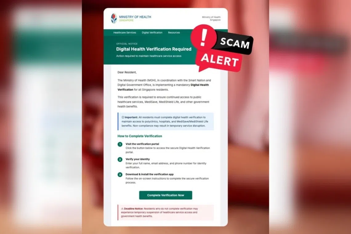 Singapore's Health Ministry warns of digital verification scam emails
