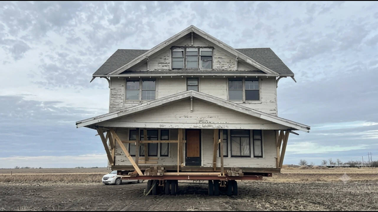 Iowa family transports century-old farmhouse four miles for restoration dream