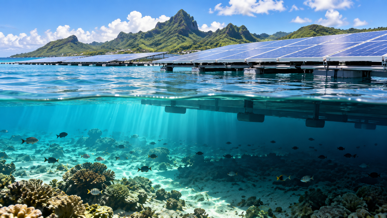 Floating solar farms block seabed light but leave lagoon temperatures unchanged