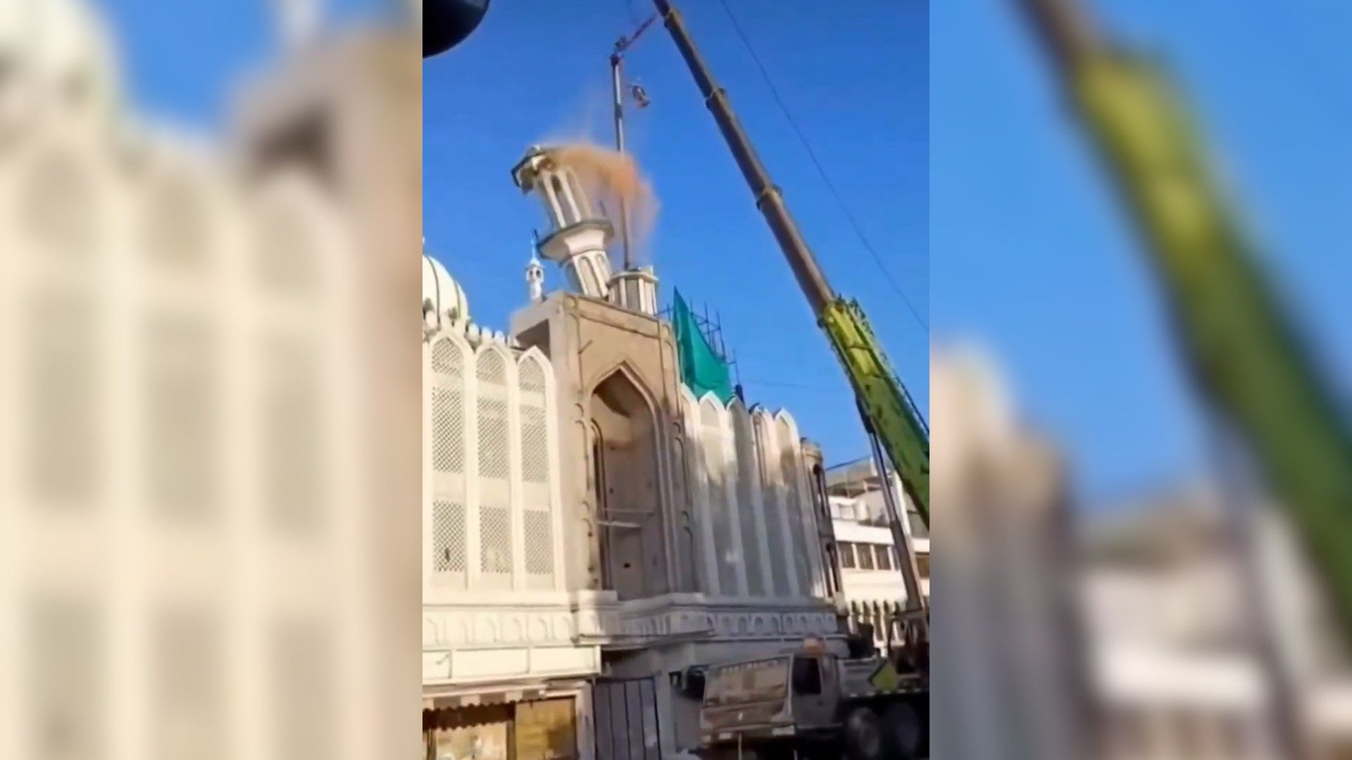 Historic Indian mosque minaret collapses during demolition work