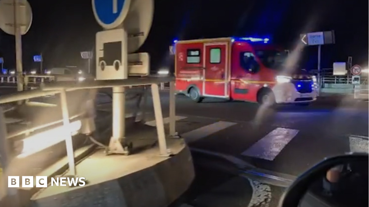 Bus collides with stationary train at Channel Tunnel French terminal