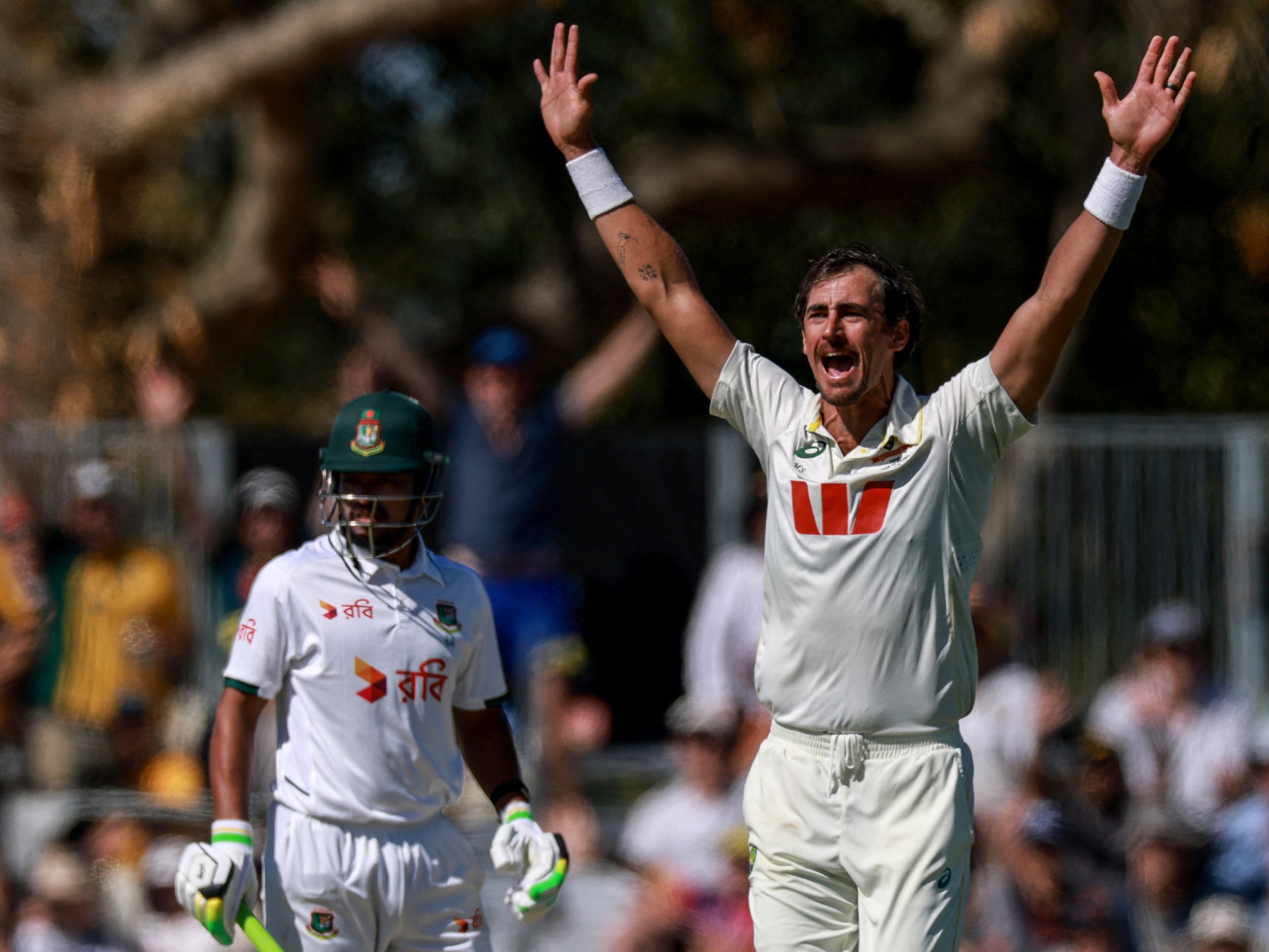 Australia seizes early advantage as 18 wickets tumble in Bangladesh Test