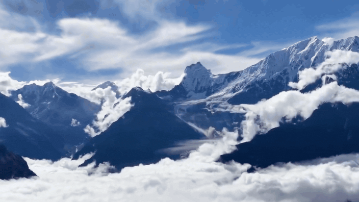 Drone footage captures massive avalanche roaring down Mount Langtang
