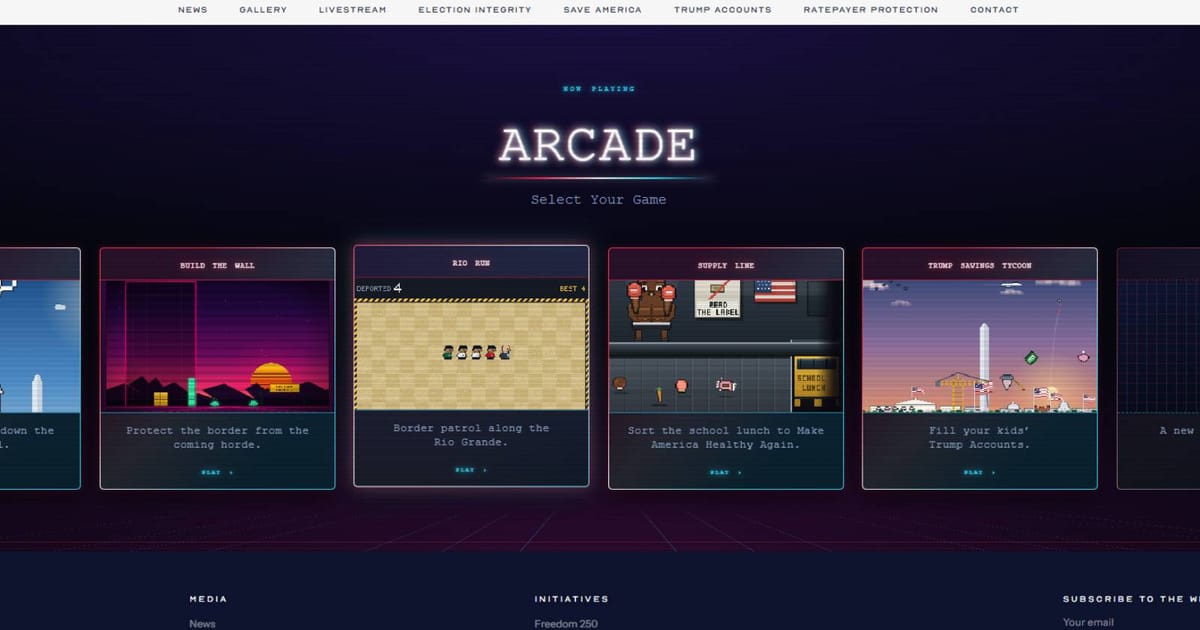 White House releases arcade games featuring immigration enforcement themes