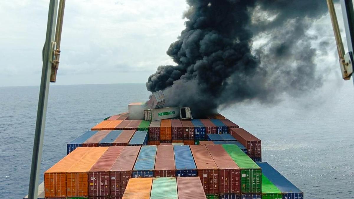 Singapore vessel fire off Kerala poses pollution threat to Indian coastline