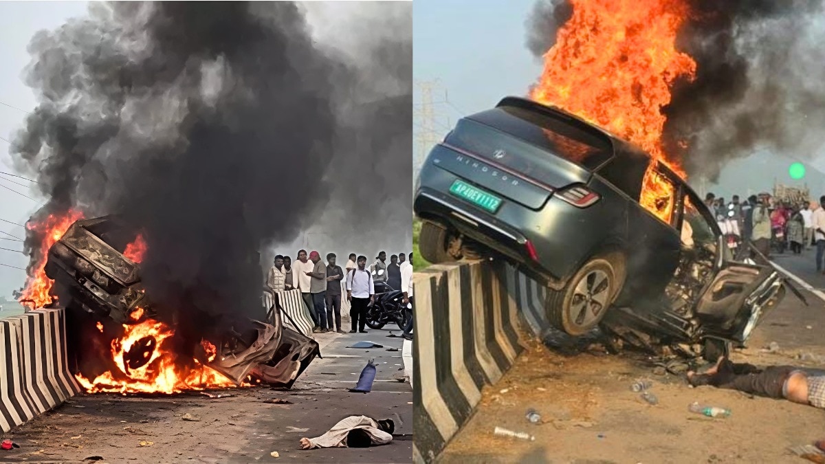 विजयवाड़ा में चलती इलेक्ट्रिक कार में आग, चार की मौत