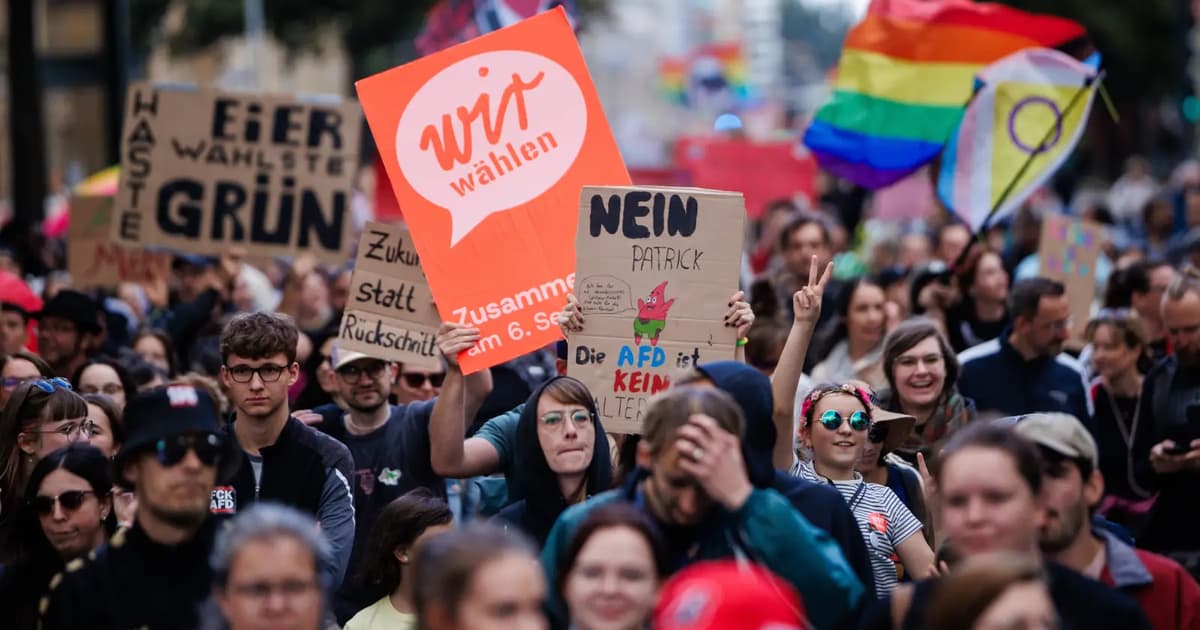 Thousands march for democracy ahead of eastern German state election