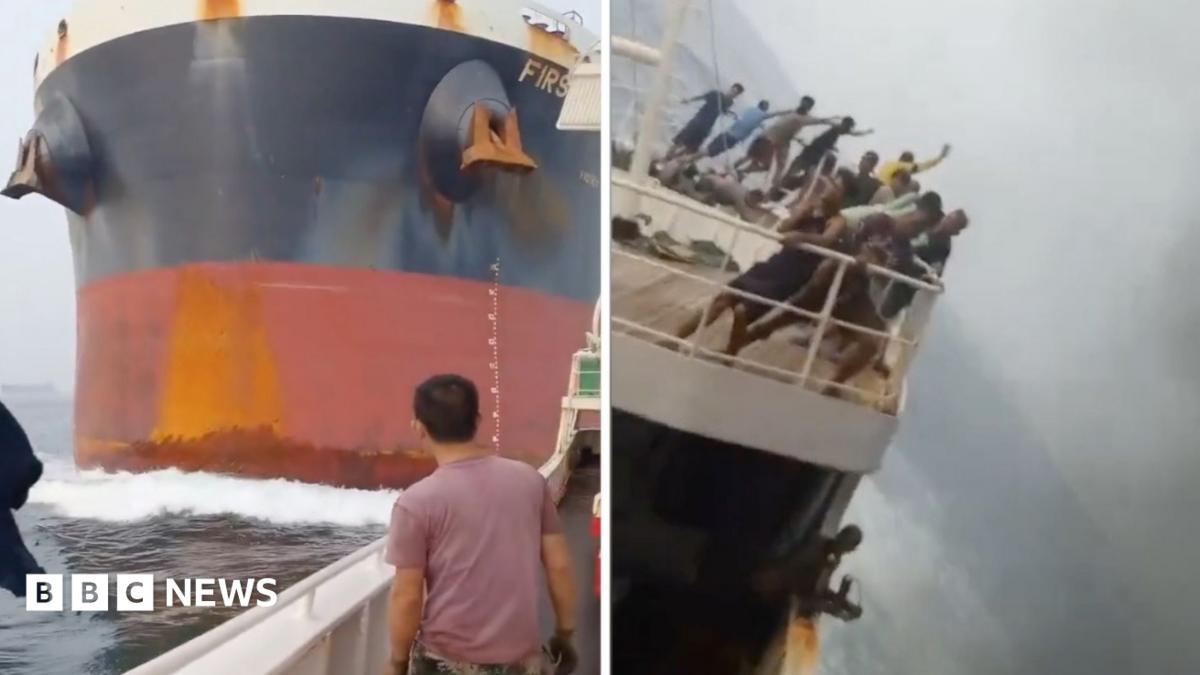 Cargo ship collides with fishing vessel near Singapore in dramatic incident