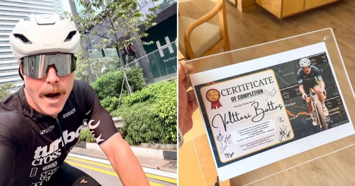 Formula One driver Bottas completes gruelling 419km cycling journey to Singapore
