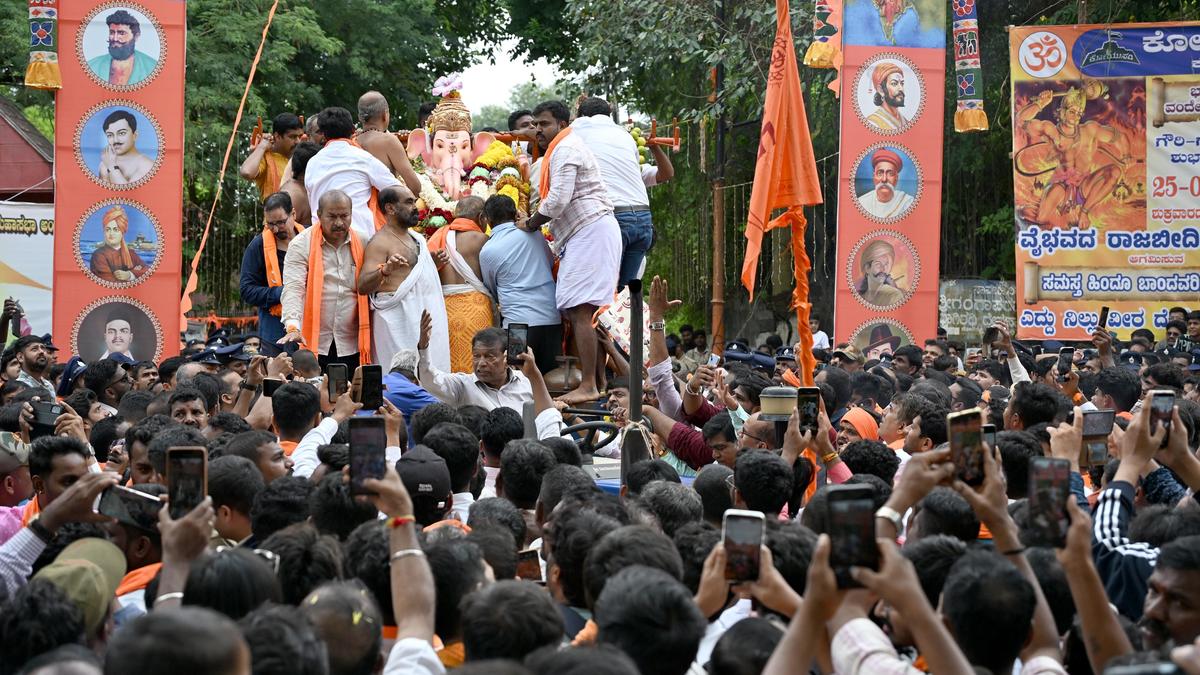 Massive crowds converge for Ganesha procession in Karnataka city