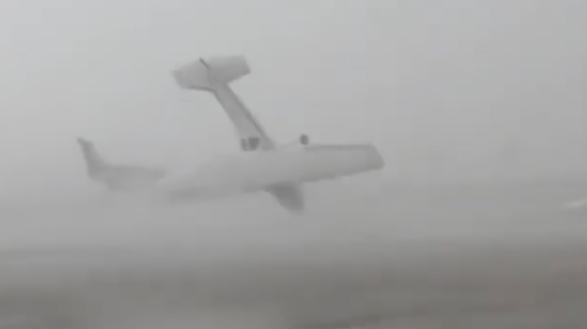 Severe windstorm overturns four light aircraft at Italian airport